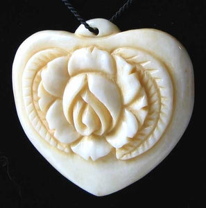 Elegant Carved Waterbuffalo Bone Rose Heart Bead 9646B - PremiumBead Alternate Image 5